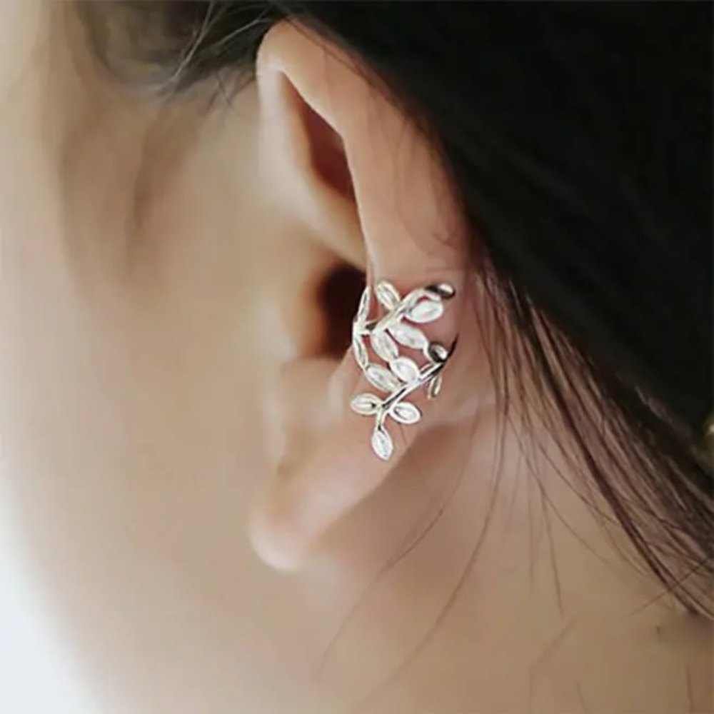 Sterling Silver Ear Cuff Silver Ear Climber Nature Earrings Botanical Earrings - Picture 6 of 6